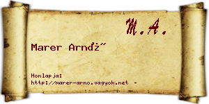 Marer Arnó névjegykártya
